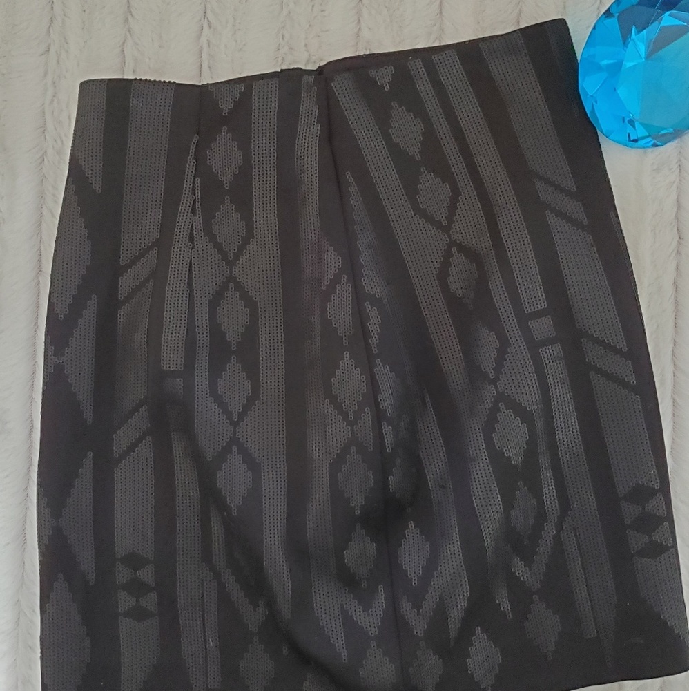 H & M Black matte sequin mini skirt size 2 - Picture 1 of 8